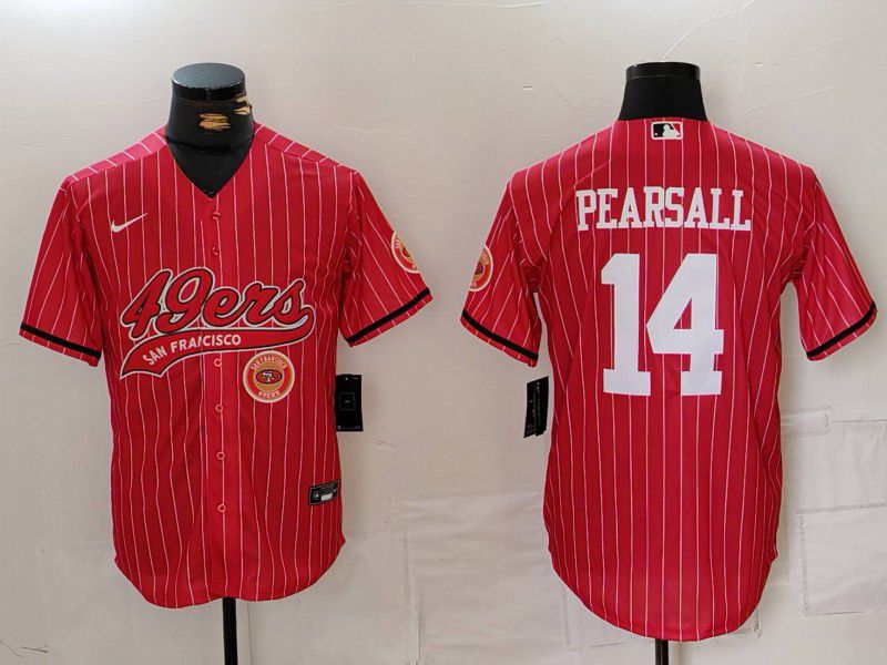 Men San Francisco 49ers #14 Pearsall Red Stripe Joint Name 2024 Nike Limited NFL Jersey style 3
